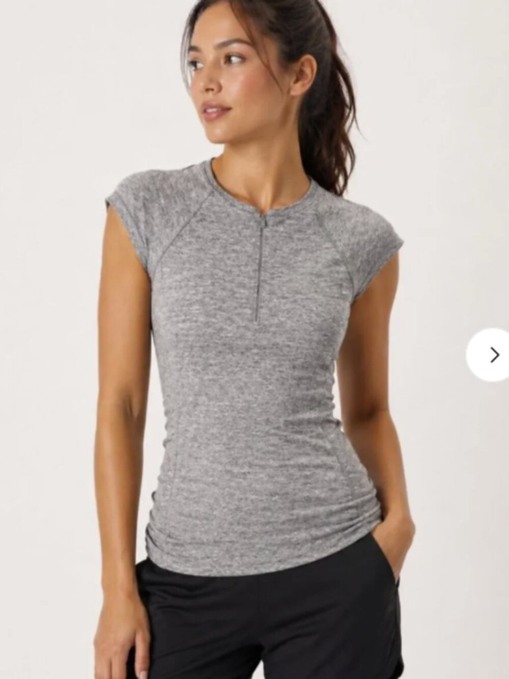 Athleta Heather Gray Pacifica Contour Ruched Cap-Sleeve Tank - Size S